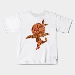 Paisley Orange Bird Kids T-Shirt